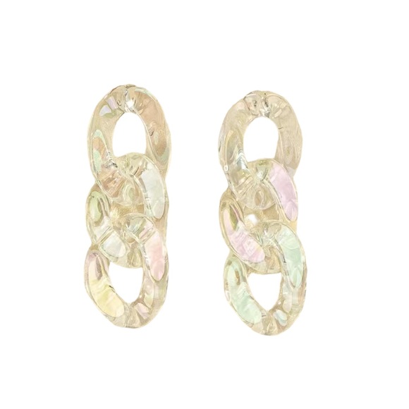 Acrylic Translucent Chain Link Style Drop Earrings - Picture 4 of 4